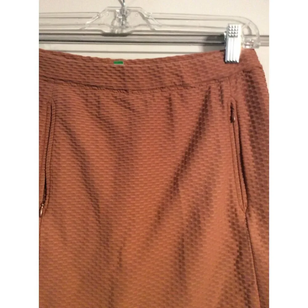 Tail Tech golf XS skirt skort rust brown front zipper textured